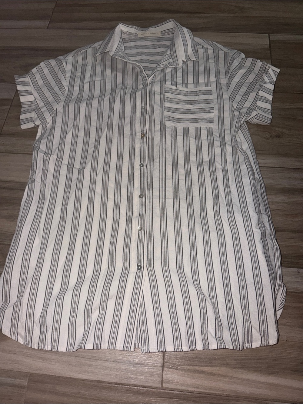 Stitch & Feather navy white striped shirt dress size large